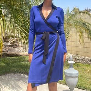 DVF Color Block Wrap Vintage Dress